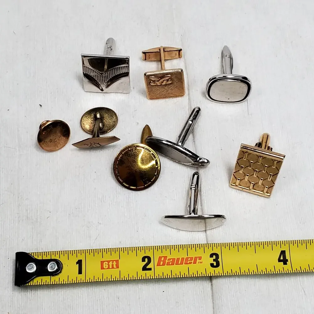 Cufflink Lot of 9 Singles Signed Unsigned Gold Silver Tone